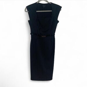 Nine West Black Ribbed Sheath Dress Midi